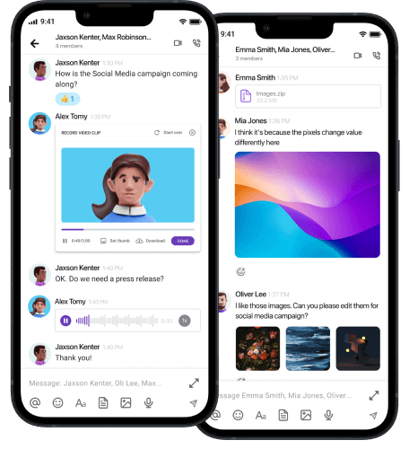 Send voice and video messages in Pumble on iOS