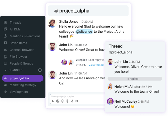 Communicate with your team easily in channels