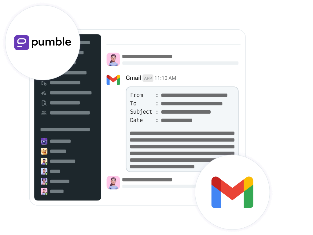 Imagem de como o Gmail funciona no Pumble