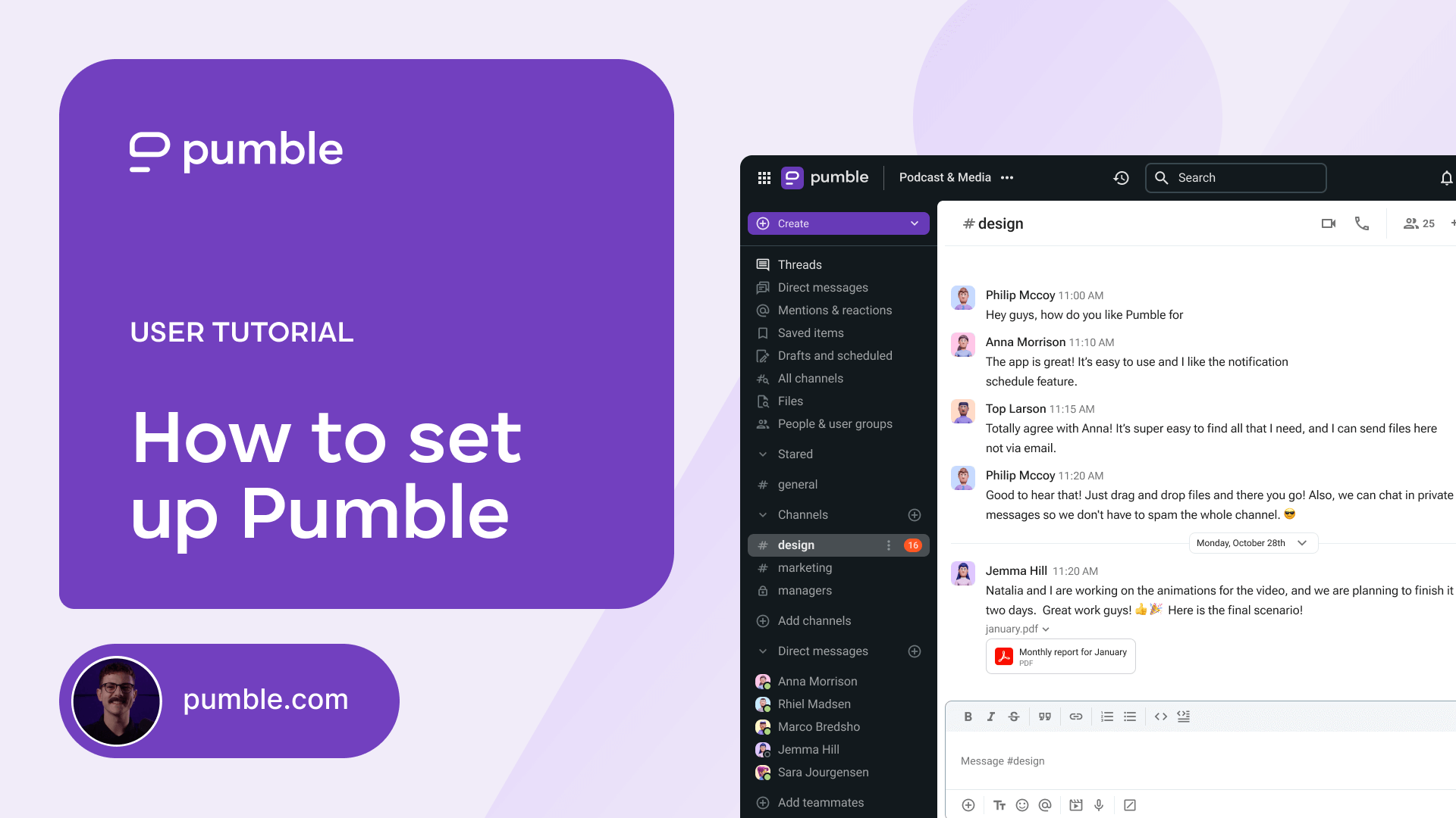Comment configurer Pumble en tant que membre standard