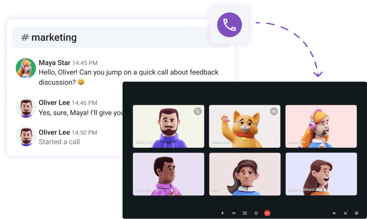 Video conferencing for group meetings in Pumble